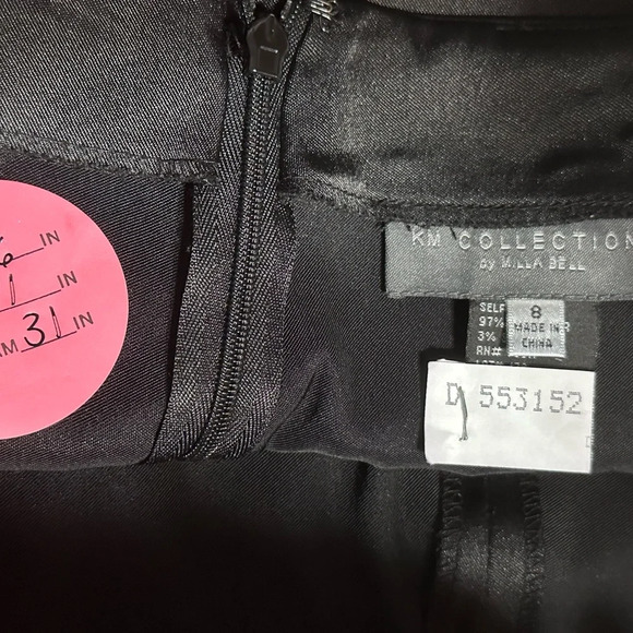 KM Collections By Milla Bell Black Satin Punch Hole Pantsuit Bell Bottoms Prom - Picture 9 of 11